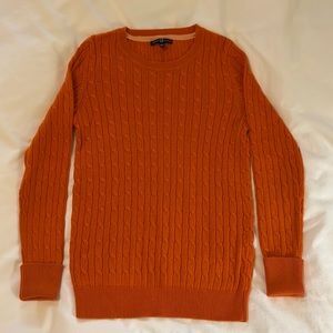 Gap Cable Knit Sweater with Cuffed Sleeve in Orange; Size Small